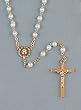 Rosary - First Communion - 5mm Round Pearl Beads - 16 and 1/2" Chain - MADE IN ITALY - Gift Box Included