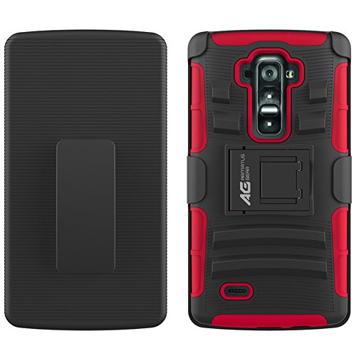 LG G Flex2 Case - Armatus Gear (TM) Tactical Hybrid Armor Case 2-in-1 Dual Layer Protector with Kickstand and Holster Combo For LG G Flex 2 - Red