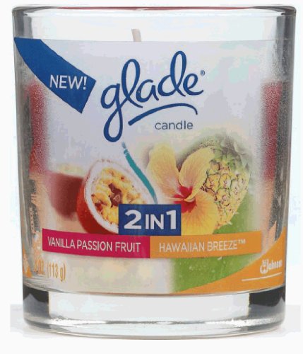 Glade 2 In1 Candle, Hawaiian Breeze and Vanilla Passion Fruit, 4-Ounce (Pack of 2)
