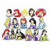 16pcs Disney Princess Shoe Charms Ariel Snow White Belle for Fits Croc Shoes & Bracelet Wristband