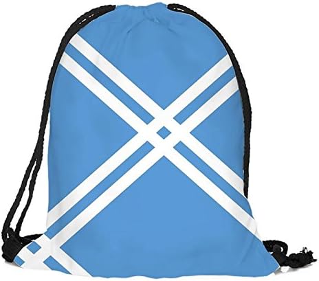 Travel Drawstring Backpack White And Blue Stripes Sports Portable Sackpack