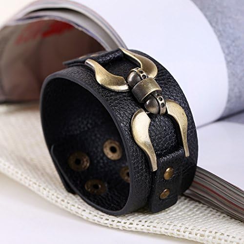Carat Lovers Unisex Rock Style Button Closure Durable Leather Wrap Bracelet