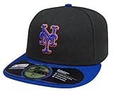 MLB New York Mets Authentic On Field Road 59FIFTY Cap  (Black/Royal Blue Bill, 7 1/4)