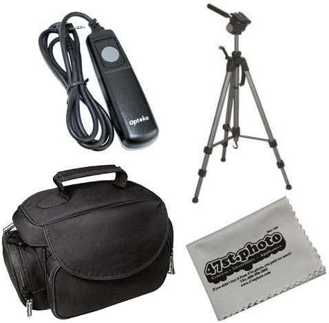 Starter Deluxe Package with Opteka OPT-7000 70" Professional Tripod, Opteka Microfiber Deluxe Gadget Bag, Opteka Remote Shutter Relase Cord and 47st.Photo Deluxe Microfiber Cleaning Cloth for Olympus E-1 E-3 E-5 E-10 E-20 E-100RS E-300 C-8080 C-7070 C-5060