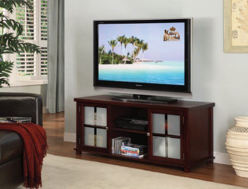 Cherry Wood Plasma TV Stand Entertainment Center with storage