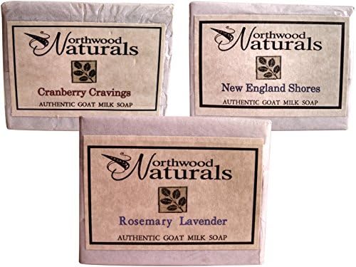 Goats Milk Soap - All Natural - Rosemary Lavendar, New England Shores, Cranberry Cravings - Variety Pack of 3