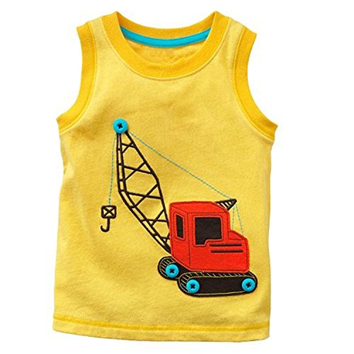 Yo Coco Boy's Yellow Sleeveless Cotton T-Shirts Cartoon Tank Tops