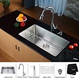 32 in. Single Bowl Kitchen Sink & Faucet w Soap Dispenser
