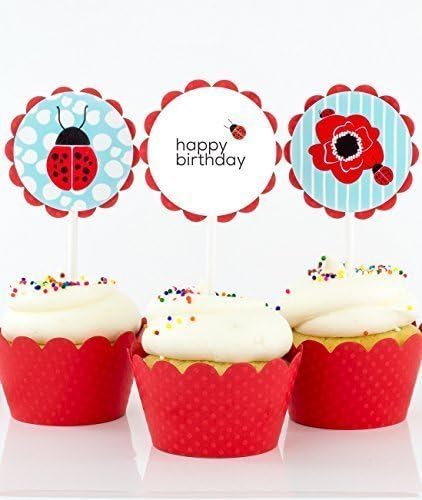 Ladybug Party Cupcake Toppers