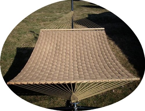 Deluxe Extra Large 2 Person Quilted Belt Weave Brown Hammock Bed