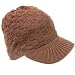 Square Pattern Knit Beanie w/ Visor, Brown
