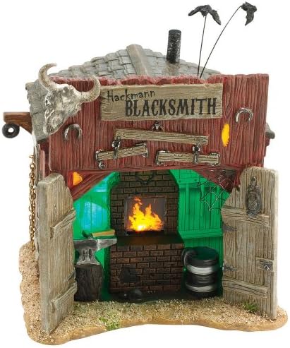 Department 56 Original Snow Village Halloween Hackmann's Blacksmith Shop Lighted Building