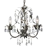 Laura Ashley MLVH3384 Lavenham 3-Light Mini Chandelier, Architectural Bronze