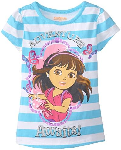 CAN Nickelodeon Baby Little Girls' Dora and Friends Screenprinted Adventure Awaits Tee, Blue, 4