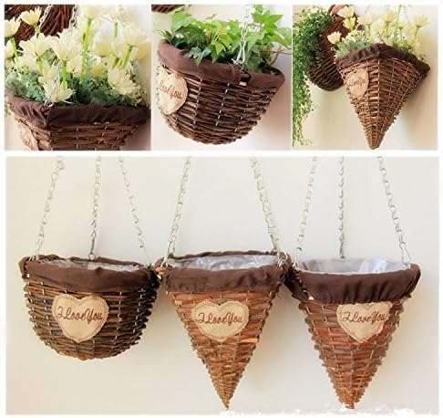 Elegance Set of 3 Garden Decorative Wicker Hanging Container for Planter Pot