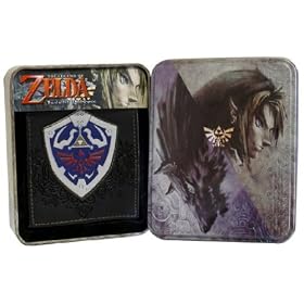 Nintendo Zelda Twilight Princess Black Leather Wallet with Metal Tin