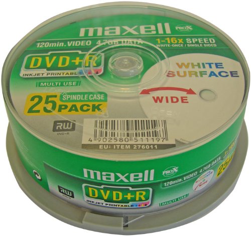 Maxell DVD+R Rohlinge (16x Speed, 4,7GB, 120 Min, 25er Spindel) Preisvergleich