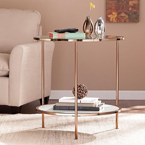 Upton Home Riki Side/ End Table, Goldtone Finish, 26.25 inches high x 24.25 inches diameter