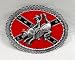 Bronc Rider Diamond cut Pewter Belt Buckle with Rebel Flag