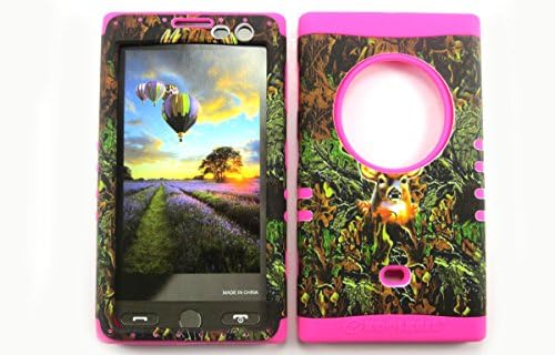 SHOCKPROOF HYBRID CELL PHONE COVER PROTECTOR FACEPLATE HARD CASE AND HOT PINK SKIN WITH MINI STYLUS PEN. KOOL KASE ROCKER FOR NOKIA LUMIA 1020 CAMO DEER MA-WFL025