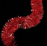 15 Fancy Red Hot Christmas Tinsel Garland - Unlit