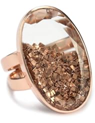Moritz Glik "Kaleidoscope" 14k Pink Gold, White Sapphire Crystal and Floating Gold Ring, Size 7