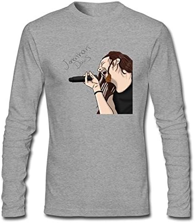 YLINMY Men's Korn Jonathan Davis Singing Long Sleeve T-shirt Size M Grey