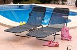 Royalcraft Miami set of 2 - fold away textilene garden deck sunlounger black
