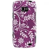 Crystal Hard Shield Purple Faceplate Cover Rubberized Case With Leaves Flow ....