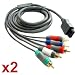Skque Nintendo Wii AV Audio Video Component Cable Lot x 2 Bundle Kit Set