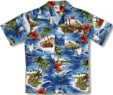 Red Hibiscus Island Boy's Hawaiian Aloha Shirt