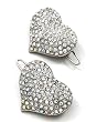 2 Silvertone Clear Rhinestone Heart Hair Barrette Clips