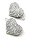 2 Silvertone Clear Rhinestone Heart Hair Barrette Clips