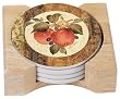 CounterArt Toscana Design Round Absorbent Coasters in Wooden Holder, Set of 4