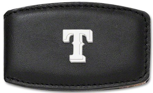 Texas Rangers Silver Leather Money Clip