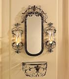 Traditional Metal Mirror And Wall Shelf Set by Collections Etc