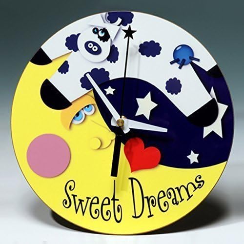 8" Round "Sweet Dreams" Cow Wall Clock ~ Personalize this whimsical ready-to-hang decorative and FUNctional piece of wall art.