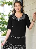 Ulla Popken Embellished Cotton Knit Top