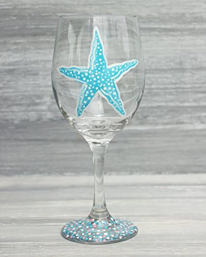 Hand Painted Starfish Wine Glass, 20 oz Personalized Wine Glass, More Colors Available