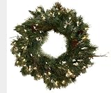 Good Tidings 4750010 Snowflake Glitter Artificial Prelit Christmas Wreath 24 Inches in Diameter with 50 Clear Lights
