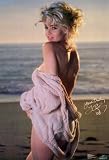 Teri Copley (In Sweater, Beach) White Wood-Mounted Art Poster Print - 22