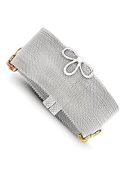 Stainless Steel & Sterling Silver Tri-color Vermeil Cz Bracelet, Best Quality Free Gift Box Satisfaction Guaranteed