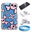 Ipod Touch Blue Skull Crystal Case + Clear Screen Protector + Car Charger + Wall Charger +Wristband