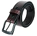 Burgundy Full Grain Genuine Work Jean Casual Leather Belt With Black Solid