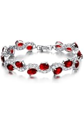 Girl Era Elegant Multi-Ruby and Diamond Waves Tennis Bracelet Personalized Bracelets