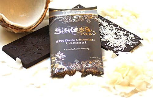 12-pack-Sinless Raw Coconut 85% Chocolate Bar, 2.25 Oz (64g) (Coconut 85%)