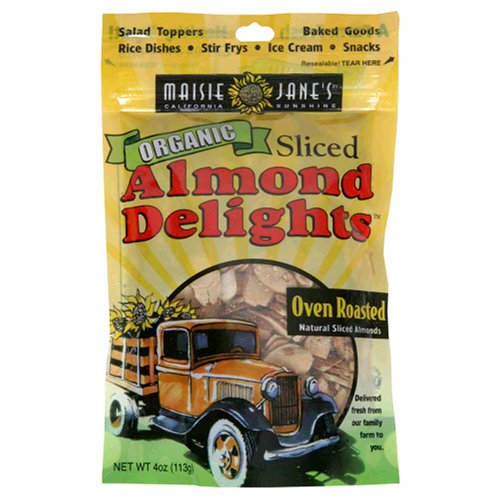 Maisie Jane's Organic Sliced Oven Roasted Almond Delights, 4-Ounce Packages (Pack of 6)