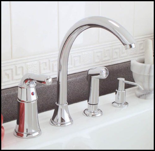 Chrome Single Lever Handle Kitchen Faucet with Sprayer and Soap Pump