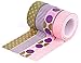 HIART Repositionable Washi Tape, Dots and Stripe, Purple/Pink, Set of 4