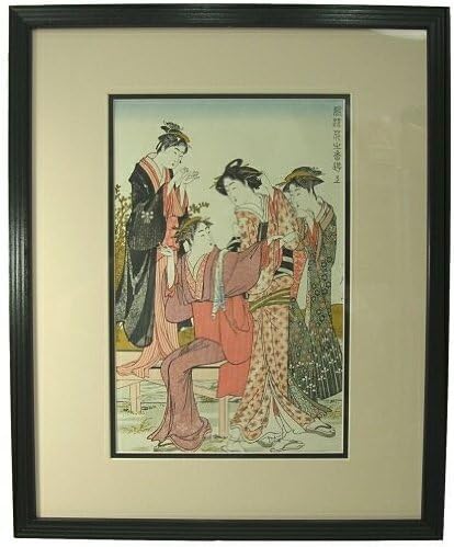 Bush Clover Temple ~ Framed Vintage Woodblock Print